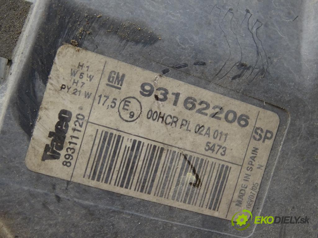 OPEL TIGRA TwinTop (X04) 2004 - 2010    1.3 CDTI (R97) 51 kW [69 KM] olej napędowy 2004 -   Svetlomet pravy 93162206 (Pravé)