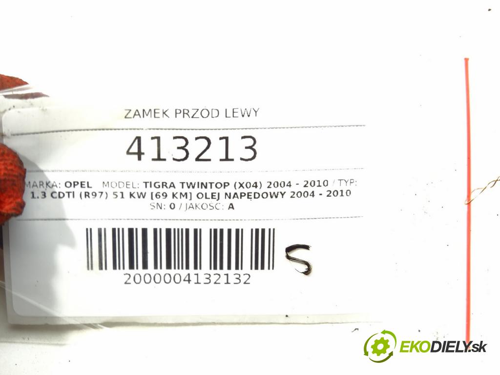 OPEL TIGRA TwinTop (X04) 2004 - 2010    1.3 CDTI (R97) 51 kW [69 KM] olej napędowy 2004 -   zámok přední část levý 93162238