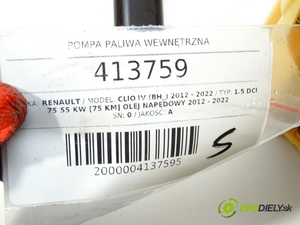 RENAULT CLIO IV (BH_) 2012 - 2022    1.5 dCi 75 55 kW [75 KM] olej napędowy 2012 - 2022  Pumpa paliva vnútorná 172026944R (Palivové pumpy, čerpadlá, plaváky)