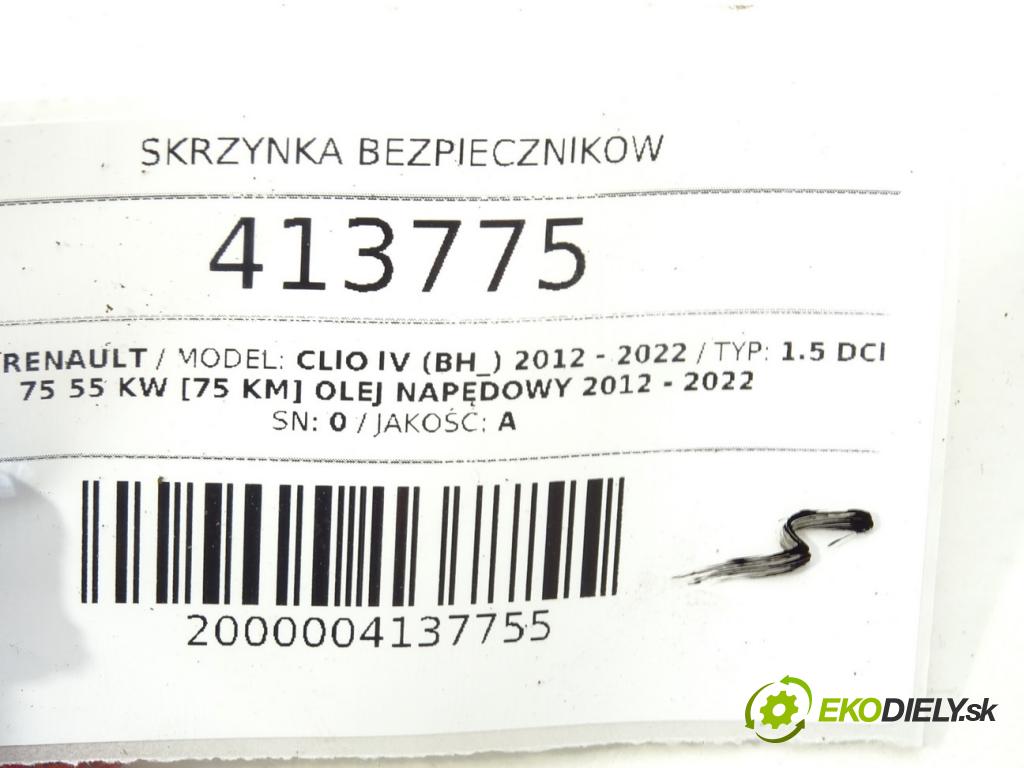 RENAULT CLIO IV (BH_) 2012 - 2022    1.5 dCi 75 55 kW [75 KM] olej napędowy 2012 - 2022  skříňka poistková 240180186S (Pojistkové skříňky)