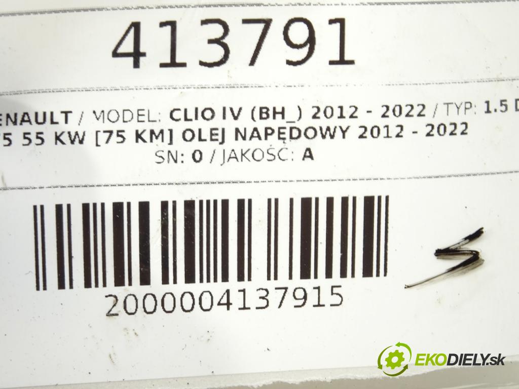 RENAULT CLIO IV (BH_) 2012 - 2022    1.5 dCi 75 55 kW [75 KM] olej napędowy 2012 - 2022  Chladič oleja  (Chladiče oleja)