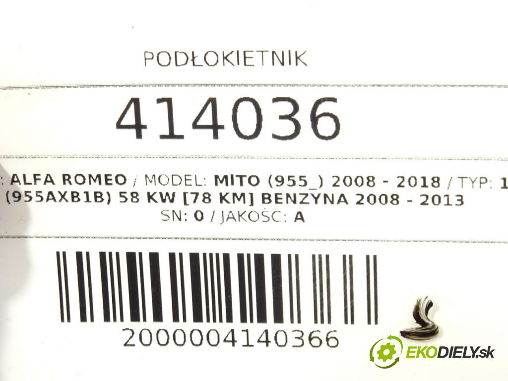 ALFA ROMEO MITO (955_) 2008 - 2018    1.4 (955AXB1B) 58 kW [78 KM] benzyna 2008 - 2013  Lakťová opierka  (Lakťové opierky)