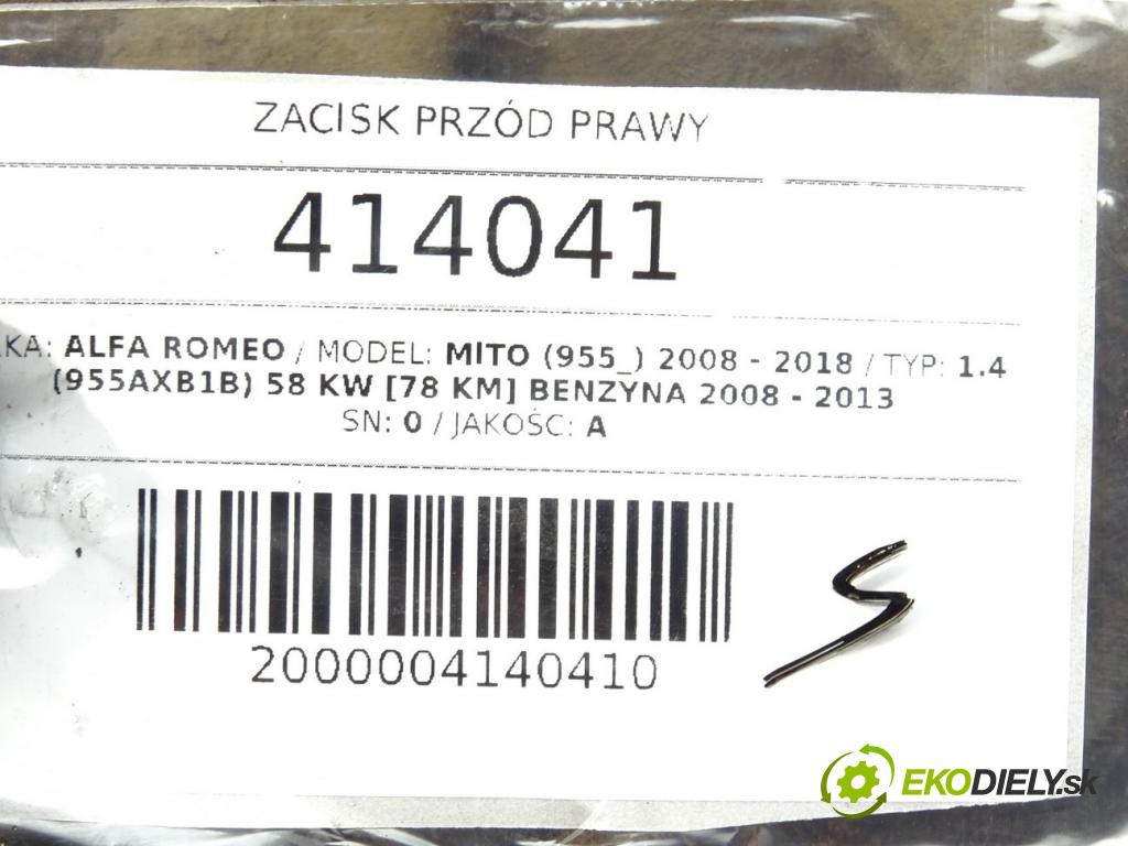ALFA ROMEO MITO (955_) 2008 - 2018    1.4 (955AXB1B) 58 kW [78 KM] benzyna 2008 - 2013  Brzdič strmeň predný pravy 0 (Ostatné)
