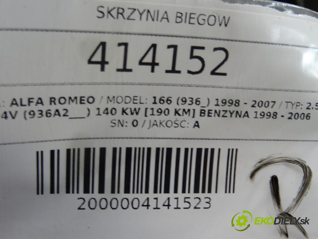 ALFA ROMEO 166 (936_) 1998 - 2007    2.5 V6 24V (936A2___) 140 kW [190 KM] benzyna 1998  Prevodovka 77758390 (Prevodovky)