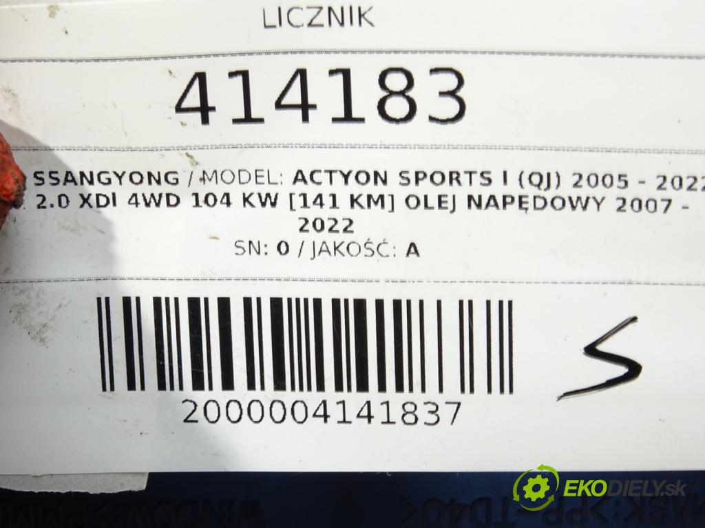 SSANGYONG ACTYON SPORTS I (QJ) 2005 - 2022    2.0 Xdi 4WD 104 kW [141 KM] olej napędowy 2007 - 2  Prístrojovka  (Prístrojové dosky, displeje)