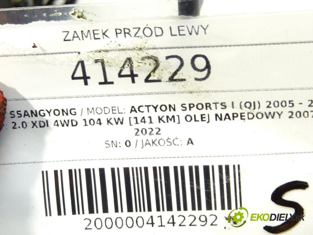 SSANGYONG ACTYON SPORTS I (QJ) 2005 - 2022    2.0 Xdi 4WD 104 kW [141 KM] olej napędowy 2007 - 2  zámok přední část levý