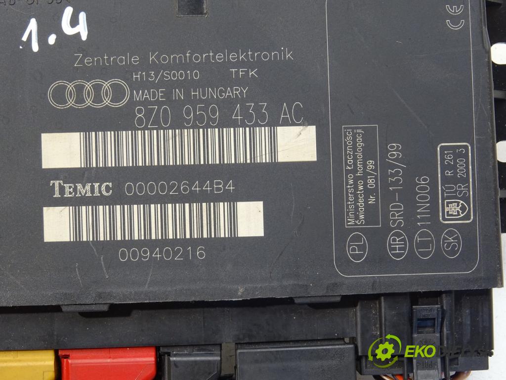 AUDI A2 (8Z0) 2000 - 2005    1.4 55 kW [75 KM] benzyna 2000 - 2005  modul komfortu 8Z0959433AC (Moduly komfortu)