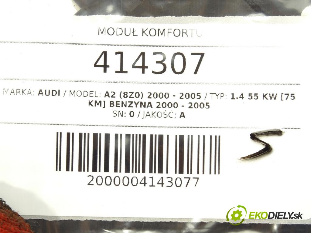 AUDI A2 (8Z0) 2000 - 2005    1.4 55 kW [75 KM] benzyna 2000 - 2005  Modul komfortu 8Z0959433AC (Moduly komfortu)