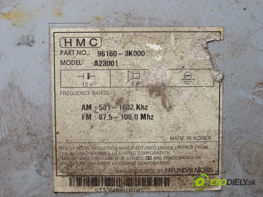 HYUNDAI SONATA V (NF) 2004 - 2014    2.0 CRDi 103 kW [140 KM] olej napędowy 2006 - 2010  RADIO 96160-3K000 (Audio zariadenia)
