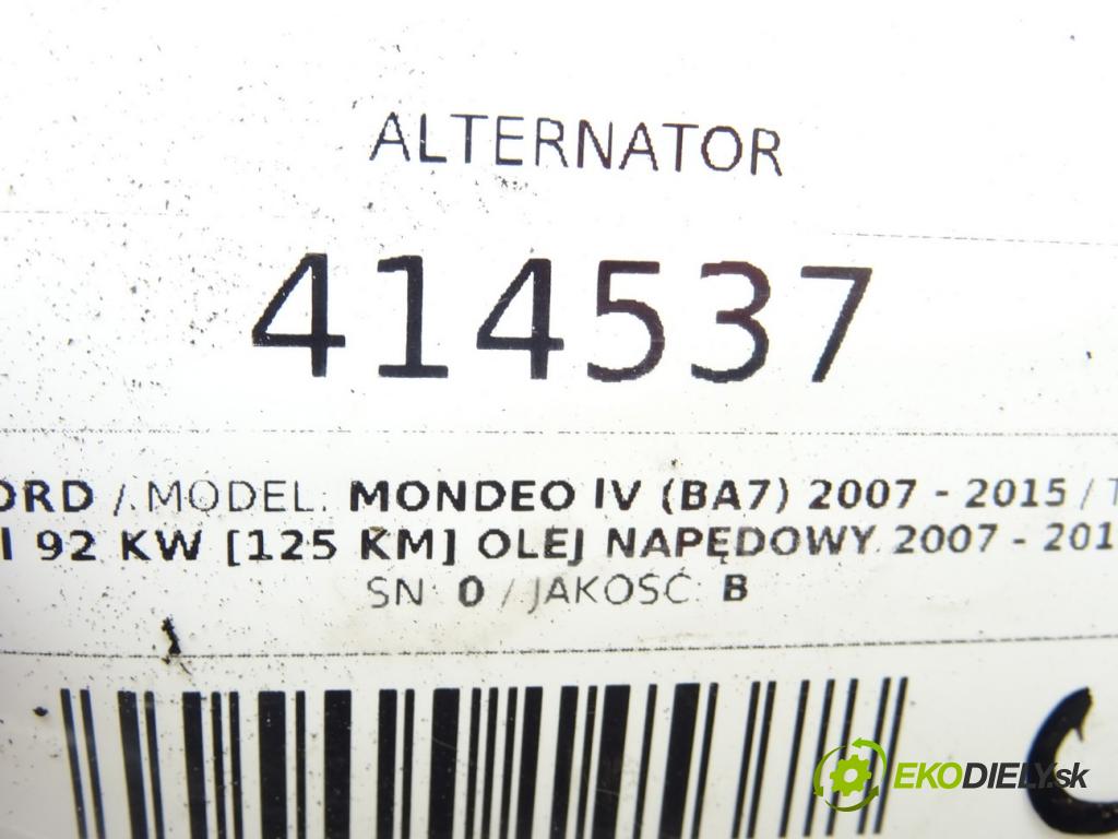 FORD MONDEO IV (BA7) 2007 - 2015    1.8 TDCi 92 kW [125 KM] olej napędowy 2007 - 2015  Alternátor  (Alternátory)