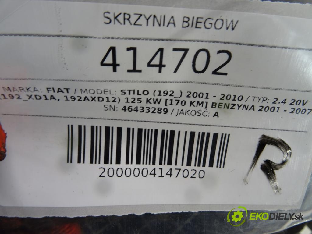 FIAT STILO (192_) 2001 - 2010    2.4 20V (192_XD1A, 192AXD12) 125 kW [170 KM] benzy  Prevodovka  (Prevodovky)