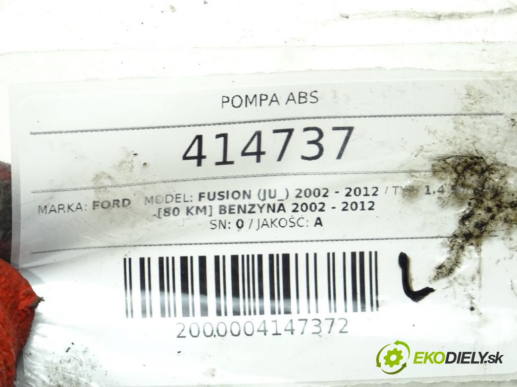 FORD FUSION (JU_) 2002 - 2012    1.4 59 kW [80 KM] benzyna 2002 - 2012  Pumpa ABS 4S61-2M110-CC (Pumpy ABS)