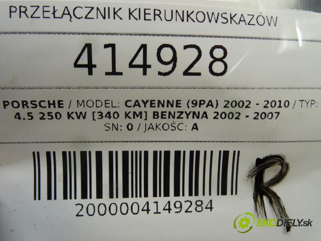 PORSCHE CAYENNE (9PA) 2002 - 2010    S 4.5 250 kW [340 KM] benzyna 2002 - 2007  Prepínač smeroviek 7L5953513 (Prepínače, spínače, tlačidlá a ovládače kúrenia)