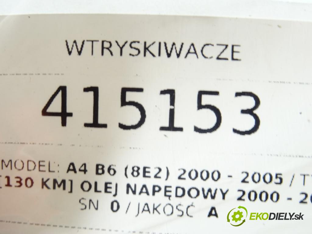 AUDI A4 B6 (8E2) 2000 - 2005    1.9 TDI 96 kW [130 KM] olej napędowy 2000 - 2004  vstřikovací ventily 038130073AR