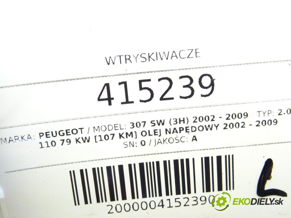 PEUGEOT 307 SW (3H) 2002 - 2009    2.0 HDI 110 79 kW [107 KM] olej napędowy 2002 - 20  vstřikovací ventily 0986435077