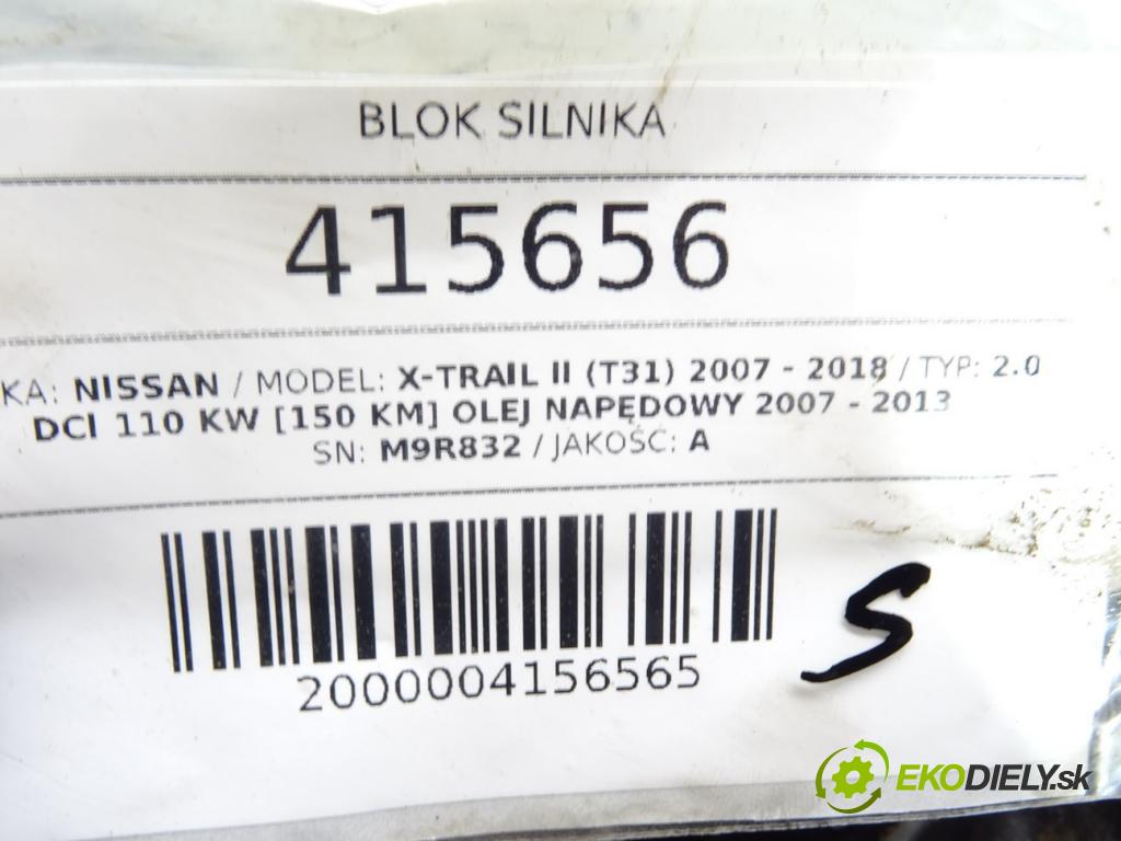 NISSAN X-TRAIL II (T31) 2007 - 2018    2.0 dCi 110 kW [150 KM] olej napędowy 2007 - 2013  blok Motor M9R832 (Blok motora)
