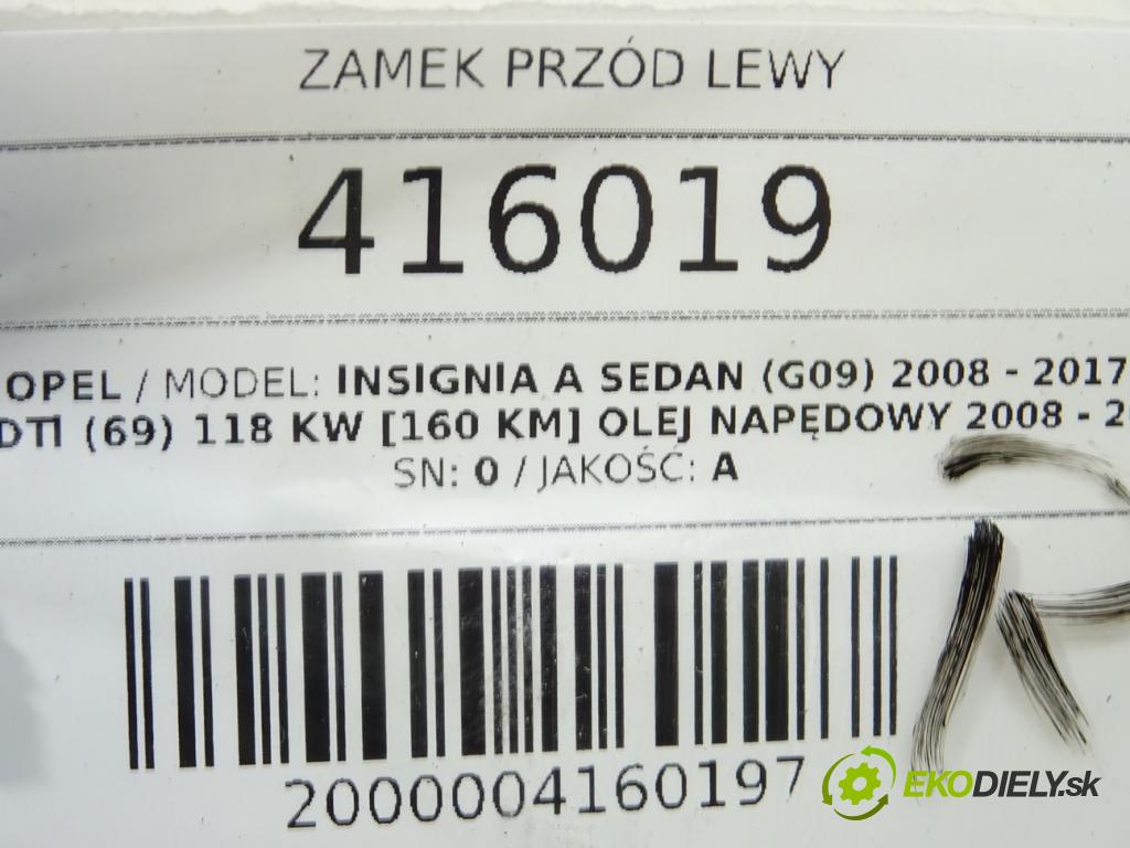 OPEL INSIGNIA A sedan (G09) 2008 - 2017    2.0 CDTI (69) 118 kW [160 KM] olej napędowy 2008 -  zámok přední část levý 13503149