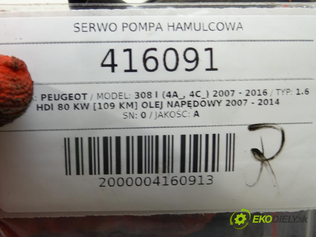 PEUGEOT 308 I (4A_, 4C_) 2007 - 2016    1.6 HDi 80 kW [109 KM] olej napędowy 2007 - 2014  Posilovač Pumpa brzdová 9682516480 (Posilňovače bŕzd)