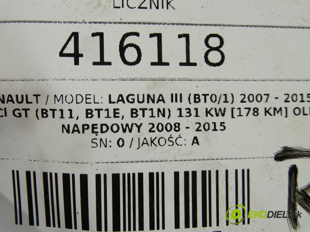 RENAULT LAGUNA III (BT0/1) 2007 - 2015    2.0 dCi GT (BT11, BT1E, BT1N) 131 kW [178 KM] olej  Prístrojovka 248100021R (Prístrojové dosky, displeje)