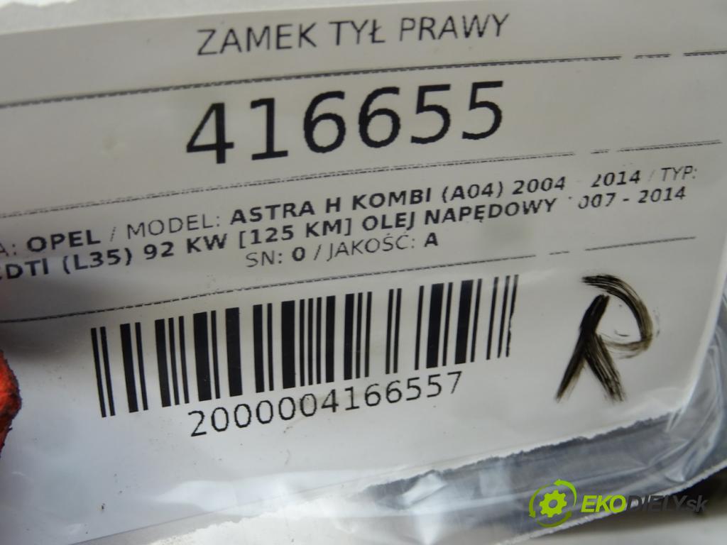 OPEL ASTRA H Kombi (A04) 2004 - 2014    1.7 CDTI (L35) 92 kW [125 KM] olej napędowy 2007 -  zámok zadní část pravý 13210739