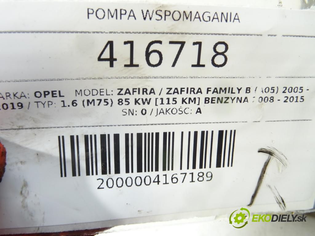 OPEL ZAFIRA / ZAFIRA FAMILY B (A05) 2005 - 2019    1.6 (M75) 85 kW [115 KM] benzyna 2008 - 2015  Pumpa servočerpadlo 0 (Servočerpadlá, pumpy riadenia)