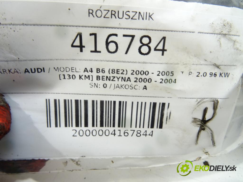 AUDI A4 B6 (8E2) 2000 - 2005    2.0 96 kW [130 KM] benzyna 2000 - 2004  Štartér  (Štartéry)