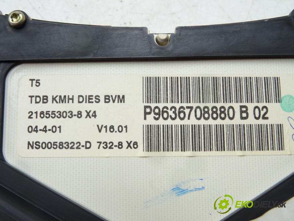 PEUGEOT 307 (3A/C) 2000 - 2012    2.0 HDi 90 66 kW [90 KM] olej napędowy 2000 - 2007  Prístrojovka P9636708880B (Prístrojové dosky, displeje)