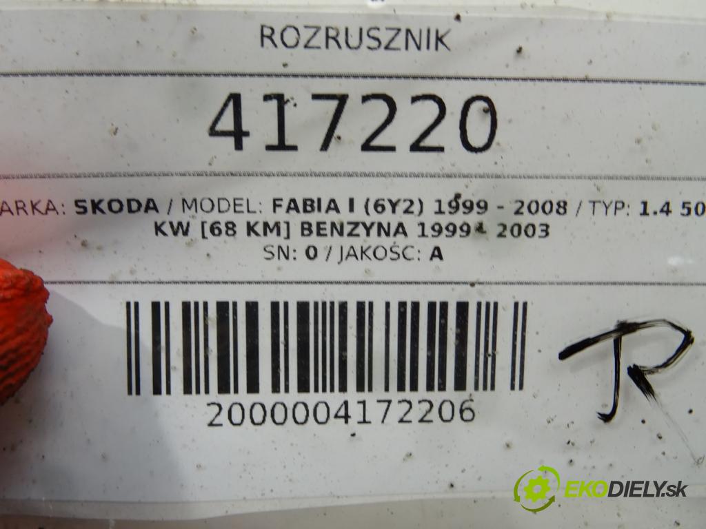 SKODA FABIA I (6Y2) 1999 - 2008    1.4 50 kW [68 KM] benzyna 1999 - 2003  Štartér 047911023G (Štartéry)