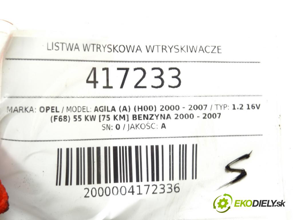 OPEL AGILA (A) (H00) 2000 - 2007    1.2 16V (F68) 55 kW [75 KM] benzyna 2000 - 2007  Lišta vstrekovacia Vstrekovacie ventily 0280155965 (Vstrekovacie lišty)
