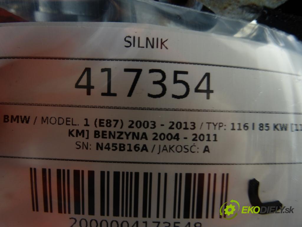 BMW 1 (E87) 2003 - 2013    116 i 85 kW [115 KM] benzyna 2004 - 2011  motor N45B16A (Motory (kompletní))