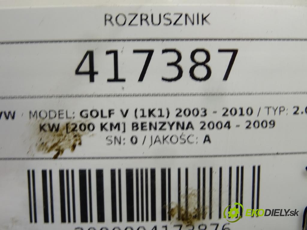 VW GOLF V (1K1) 2003 - 2010    2.0 GTI 147 kW [200 KM] benzyna 2004 - 2009  Štartér  (Štartéry)