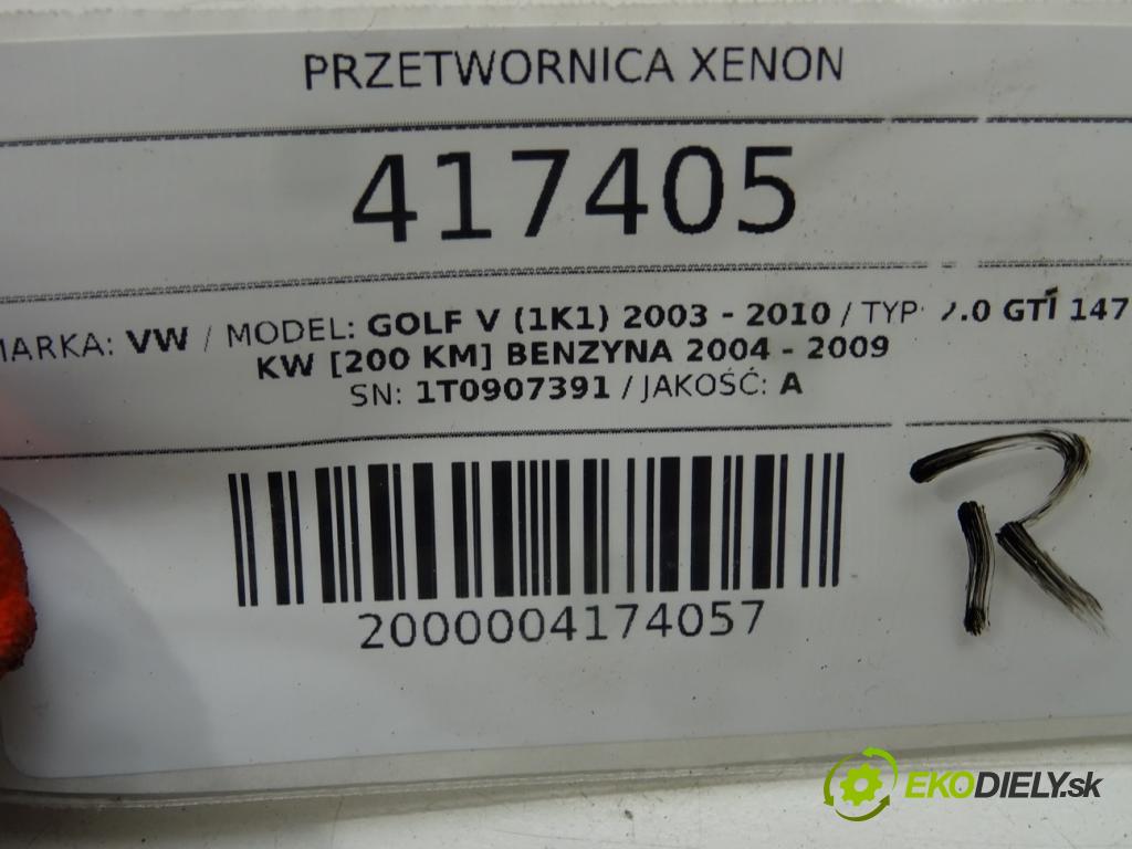 VW GOLF V (1K1) 2003 - 2010    2.0 GTI 147 kW [200 KM] benzyna 2004 - 2009  Menič XENON 1307329090 (Riadiace jednotky xenónu)
