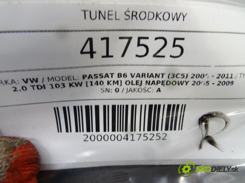 VW PASSAT B6 Variant (3C5) 2005 - 2011    2.0 TDI 103 kW [140 KM] olej napędowy 2005 - 2009  Tunel stredový 3C1863241BG (Stredový tunel / panel)