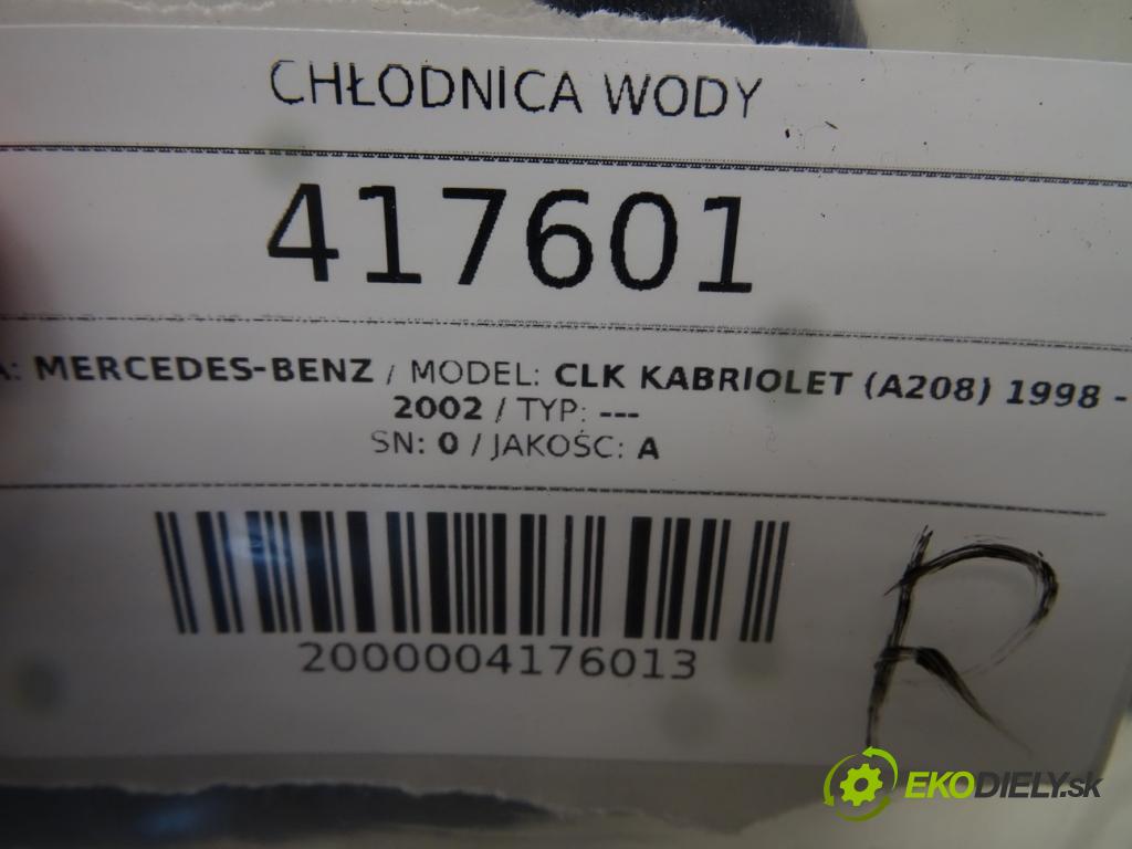 MERCEDES-BENZ CLK kabriolet (A208) 1998 - 2002    ---  Chladič vody A2025008103 (Chladiče vody)