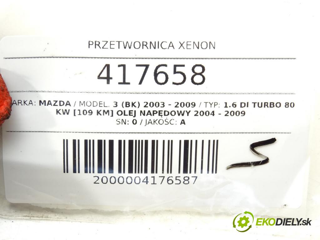 MAZDA 3 (BK) 2003 - 2009    1.6 DI Turbo 80 kW [109 KM] olej napędowy 2004 - 2  Menič XENON W3T15671 (Riadiace jednotky xenónu)