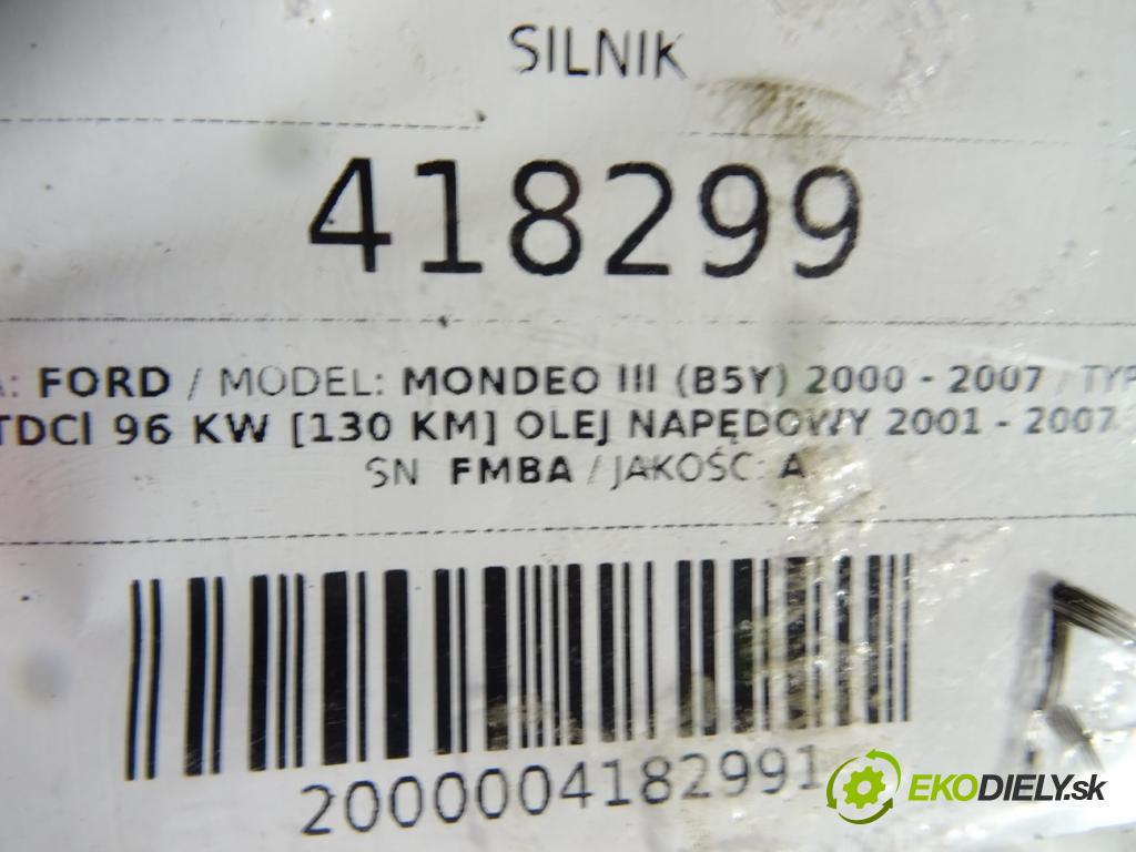 FORD MONDEO III (B5Y) 2000 - 2007    2.0 TDCi 96 kW [130 KM] olej napędowy 2001 - 2007  Motor FMBA (Motory (kompletné))
