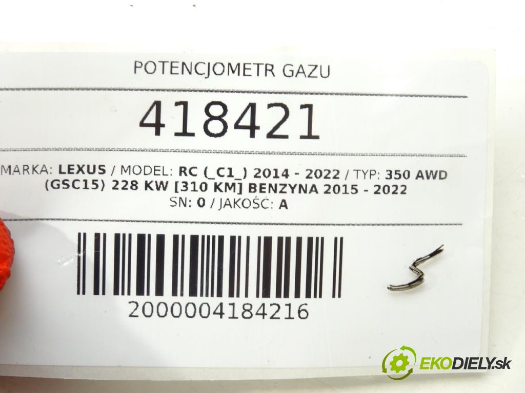 LEXUS RC (_C1_) 2014 - 2022    350 AWD (GSC15) 228 kW [310 KM] benzyna 2015 - 202  potenciometr plynového pedálu 78110-30161 (Pedály)