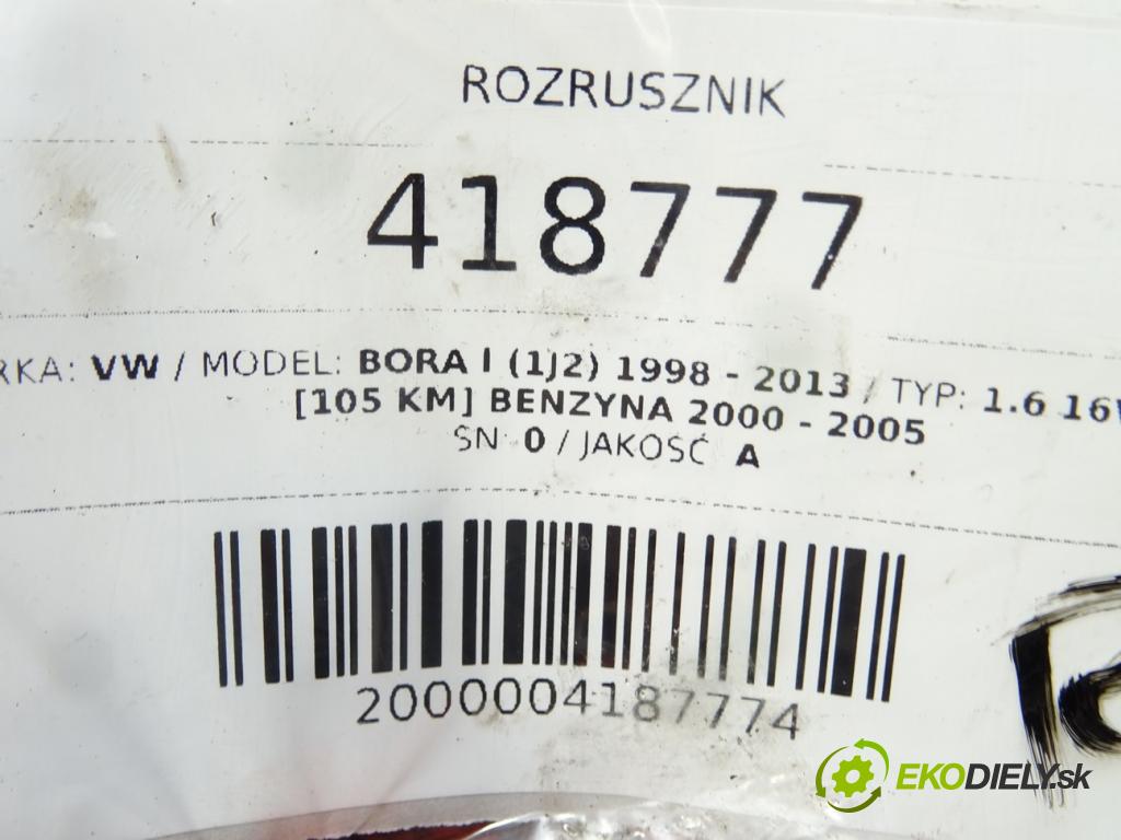 VW BORA I (1J2) 1998 - 2013    1.6 16V 77 kW [105 KM] benzyna 2000 - 2005  Štartér 020911023F (Štartéry)