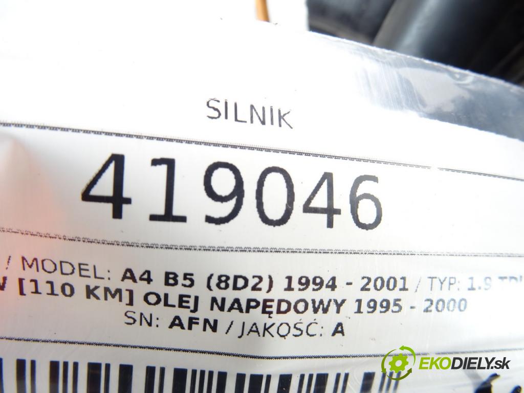 AUDI A4 B5 (8D2) 1994 - 2001    1.9 TDI 81 kW [110 KM] olej napędowy 1995 - 2000  motor AFN (Motory (kompletní))