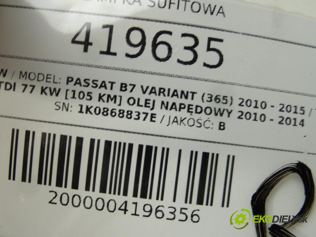 VW PASSAT B7 Variant (365) 2010 - 2015    1.6 TDI 77 kW [105 KM] olej napędowy 2010 - 2014  svetlo stropné 1K0868837E (Osvetlenie interiéru)