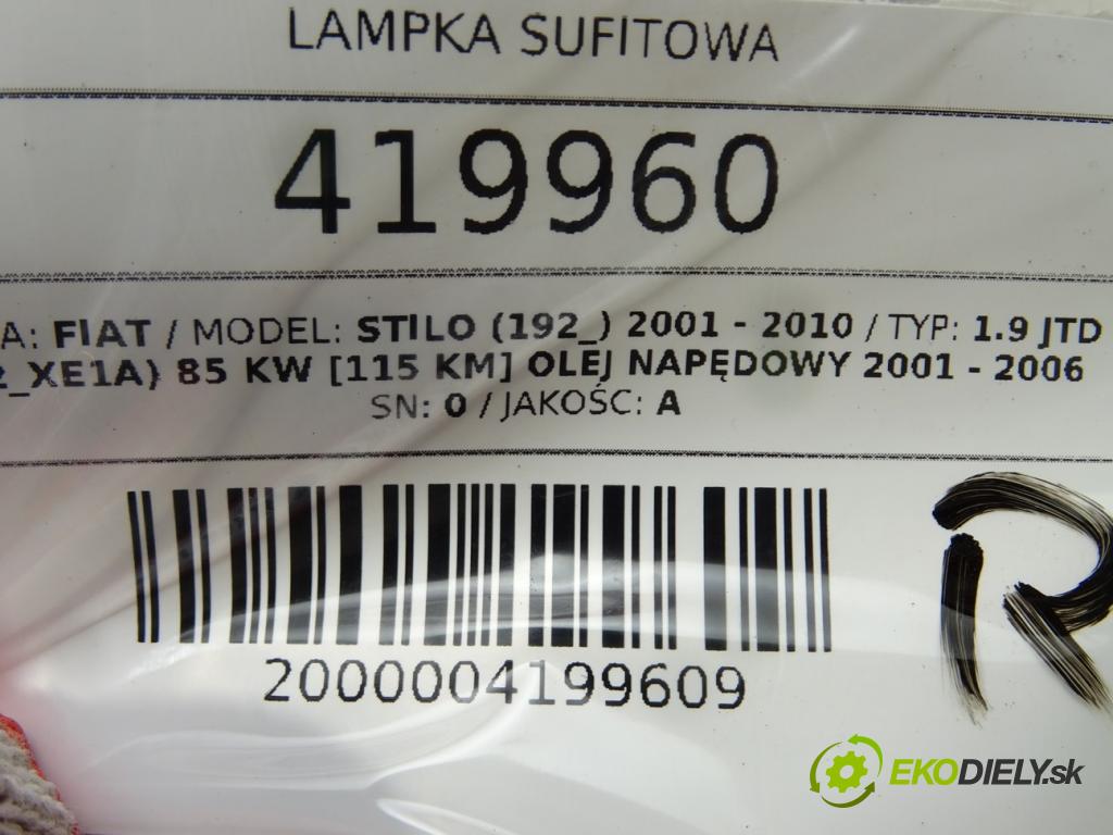 FIAT STILO (192_) 2001 - 2010    1.9 JTD (192_XE1A) 85 kW [115 KM] olej napędowy 20  svetlo stropné 735314267 (Osvetlenie interiéru)
