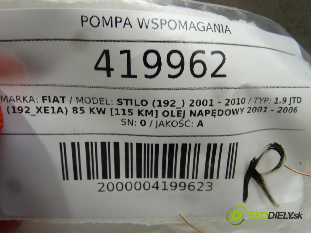 FIAT STILO (192_) 2001 - 2010    1.9 JTD (192_XE1A) 85 kW [115 KM] olej napędowy 20  Pumpa servočerpadlo 00046826731 (Servočerpadlá, pumpy riadenia)