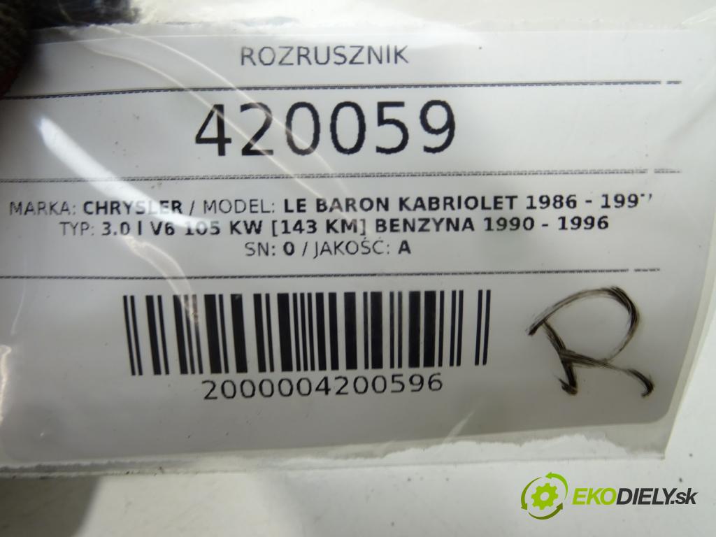 CHRYSLER LE BARON kabriolet 1986 - 1997    3.0 i V6 105 kW [143 KM] benzyna 1990 - 1996  Štartér 0001108135 (Štartéry)