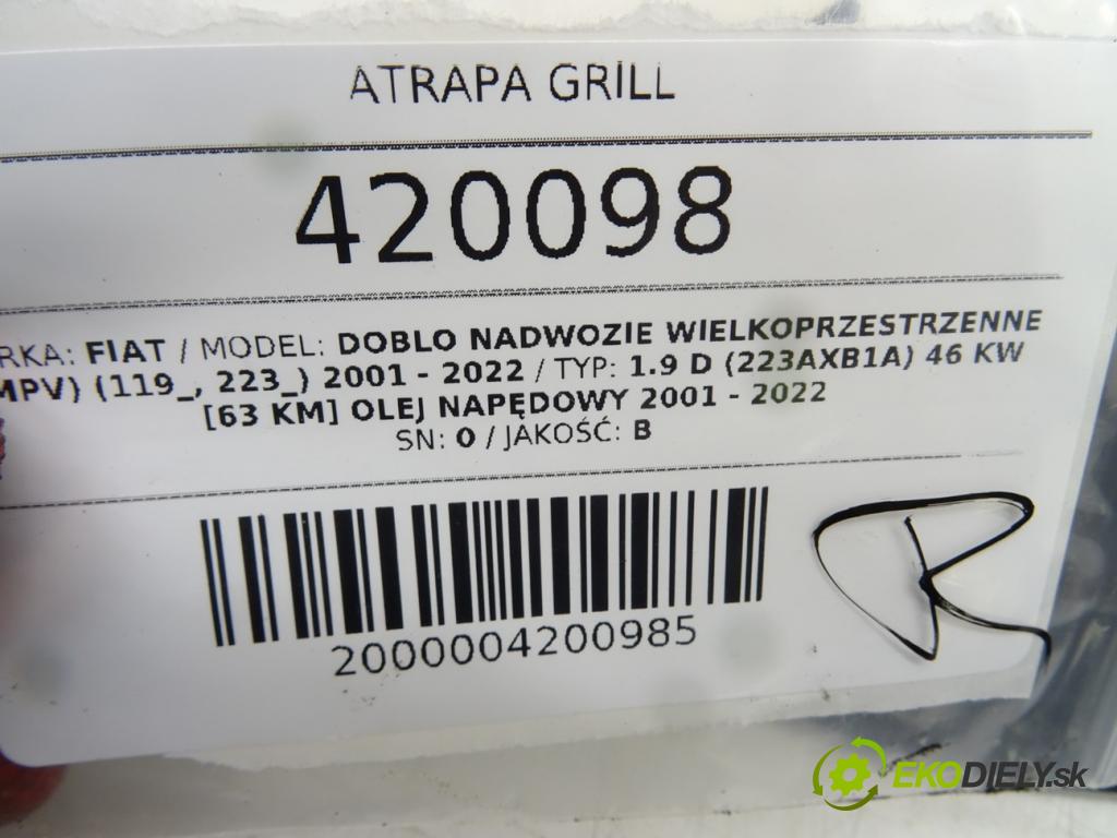 FIAT DOBLO nadwozie wielkoprzestrzenne (MPV) (119_, 223_) 2001 - 2022    1.9 D (223AXB1A) 46 kW [63 KM] olej napędowy 2001   Mriežka maska 735268388 (Mriežky, masky)