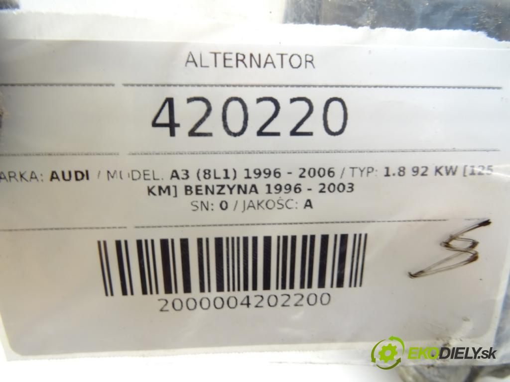 AUDI A3 (8L1) 1996 - 2006    1.8 92 kW [125 KM] benzyna 1996 - 2003  Alternátor 037903025D (Alternátory)