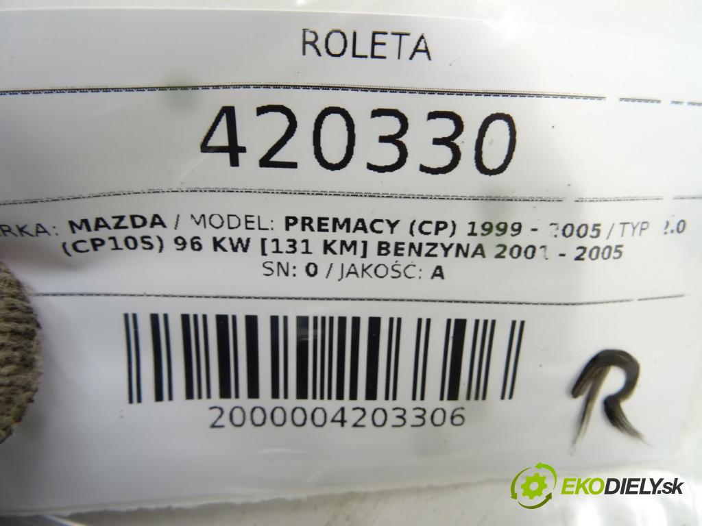 MAZDA PREMACY (CP) 1999 - 2005    2.0 (CP10S) 96 kW [131 KM] benzyna 2001 - 2005  Roleta  (Rolety kufra)