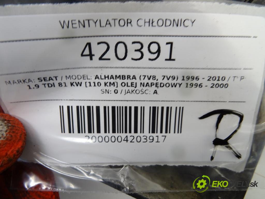 SEAT ALHAMBRA (7V8, 7V9) 1996 - 2010    1.9 TDI 81 kW [110 KM] olej napędowy 1996 - 2000  Ventilátor chladiča 7M0121207 (Ventilátory)