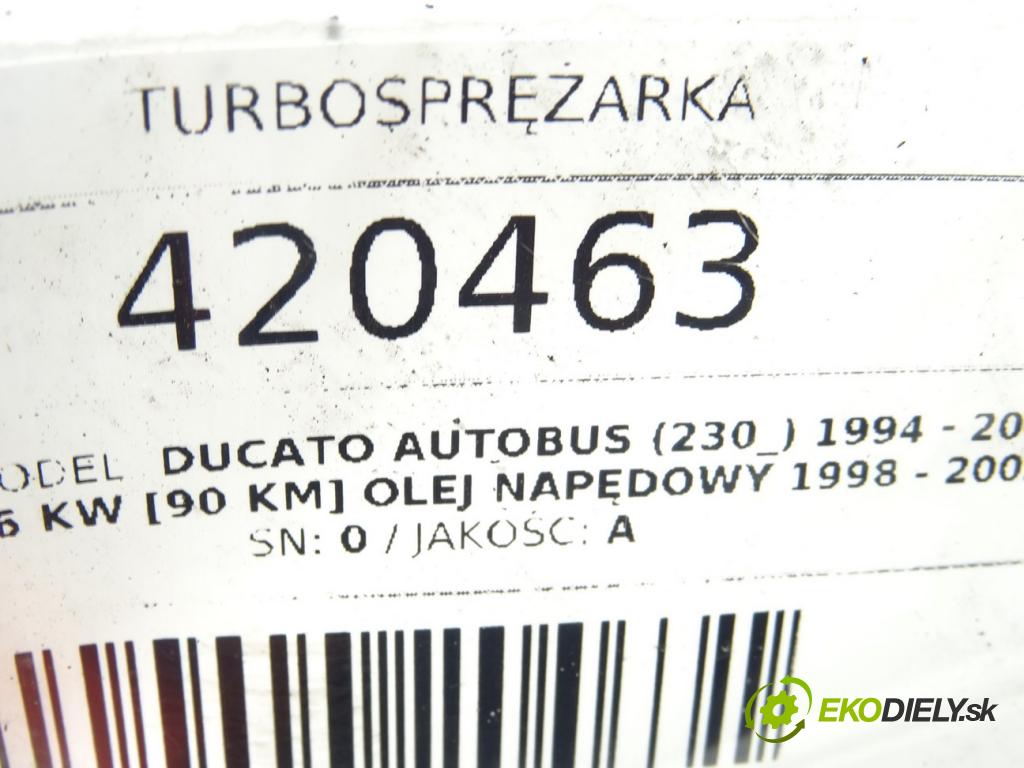 FIAT DUCATO Autobus (230_) 1994 - 2005    1.9 TD 66 kW [90 KM] olej napędowy 1998 - 2002  turbo  (Turbodúchadla (kompletní))