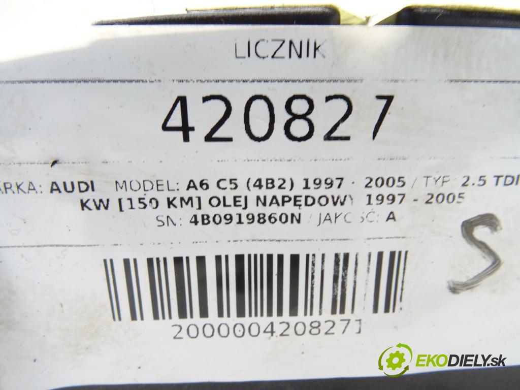 AUDI A6 C5 (4B2) 1997 - 2005    2.5 TDI 110 kW [150 KM] olej napędowy 1997 - 2005  Prístrojovka 4B0919860N (Prístrojové dosky, displeje)
