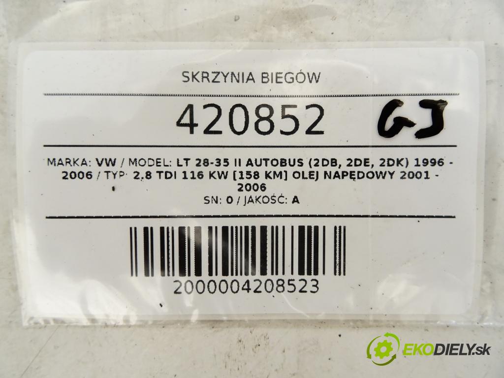 VW LT 28-35 II Autobus (2DB, 2DE, 2DK) 1996 - 2006    2.8 TDI 116 kW [158 KM] olej napędowy 2001 - 2006  Prevodovka  (Prevodovky)